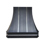 black curved stainless steel range hood