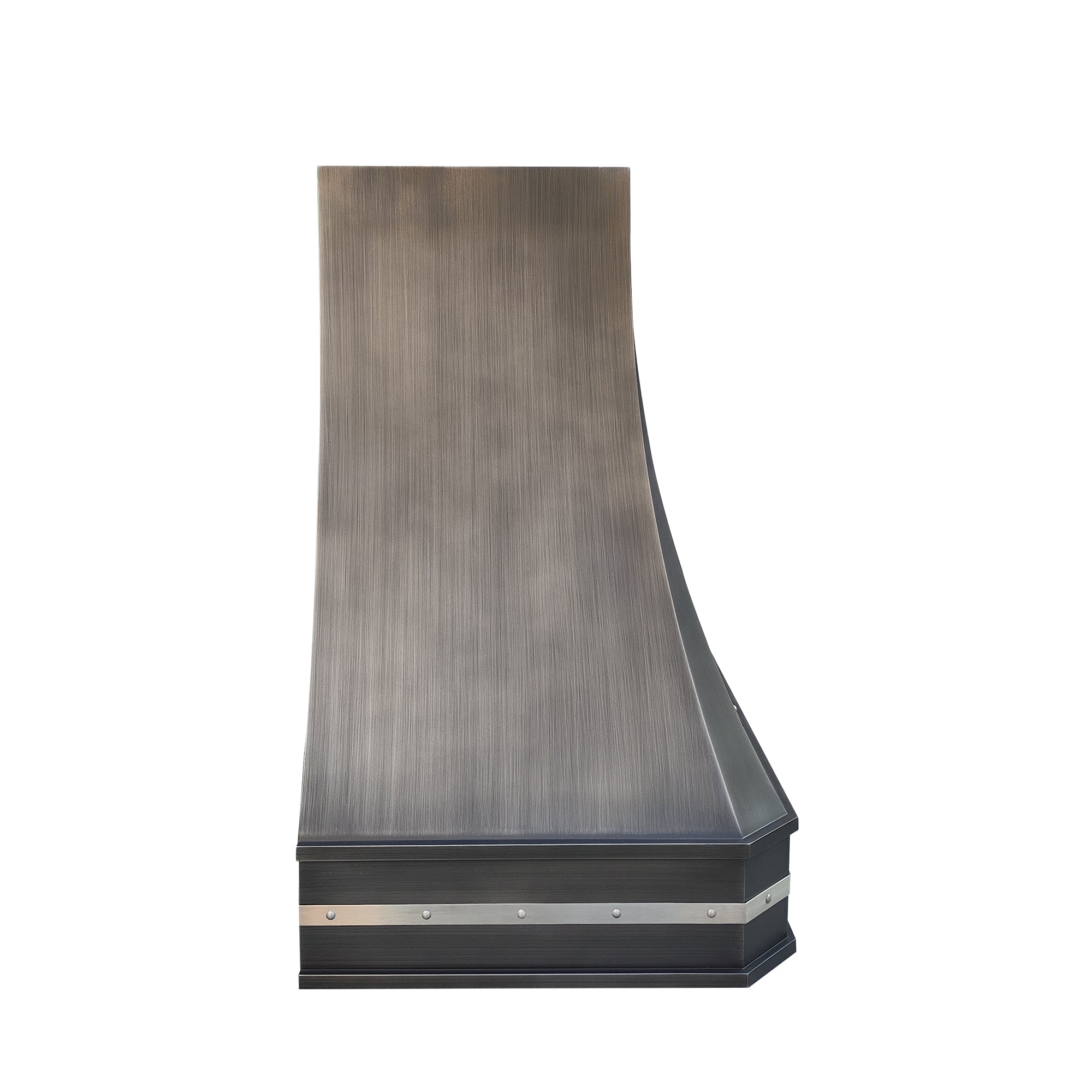 black stainless steel range hood side view