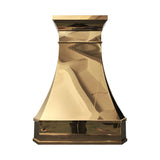 classic brass range hood with polished finish front view