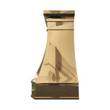 refine curve brass kitchen hood with mirror-like finish side view