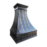 refine curved dark copper vent hood with heavy hammered texture and stylish crown