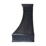 refine curved dark copper vent hood with heavy hammered texture and stylish crown side view