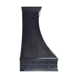 refine curved dark copper vent hood with heavy hammered texture and stylish crown side view