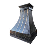 refine curved dark copper vent hood with heavy hammered texture and stylish crown