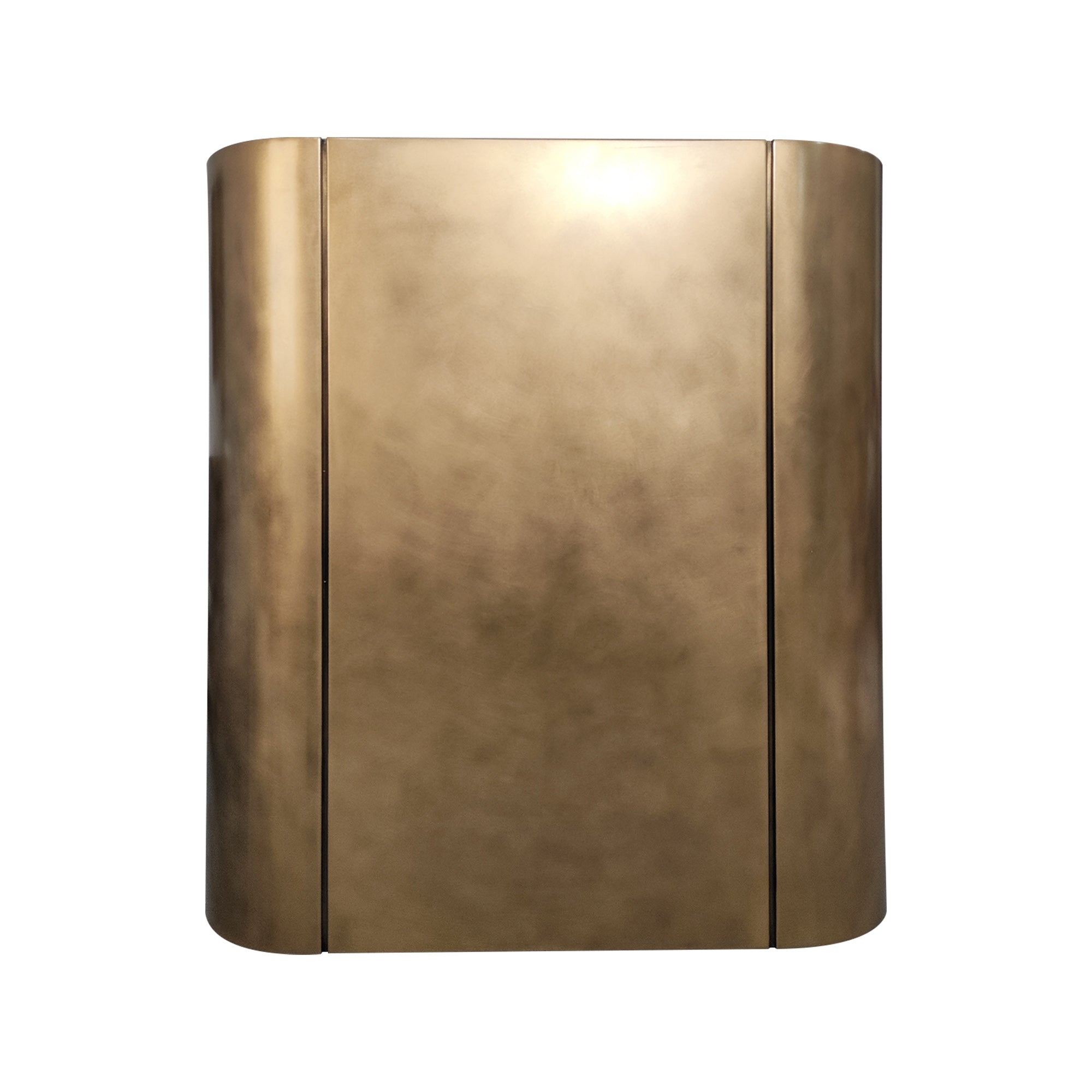 clean line box shape brass range hood