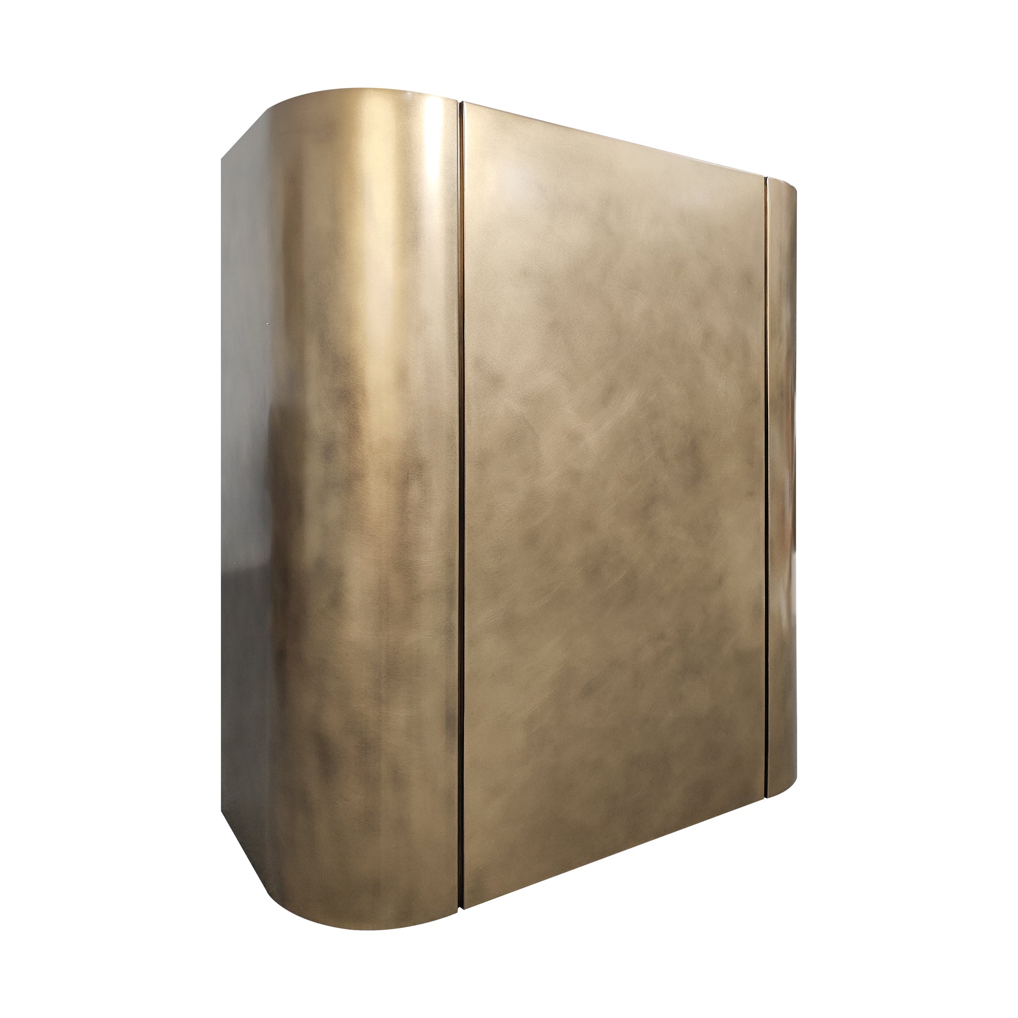 box-shaped brass range hood for farmhouse