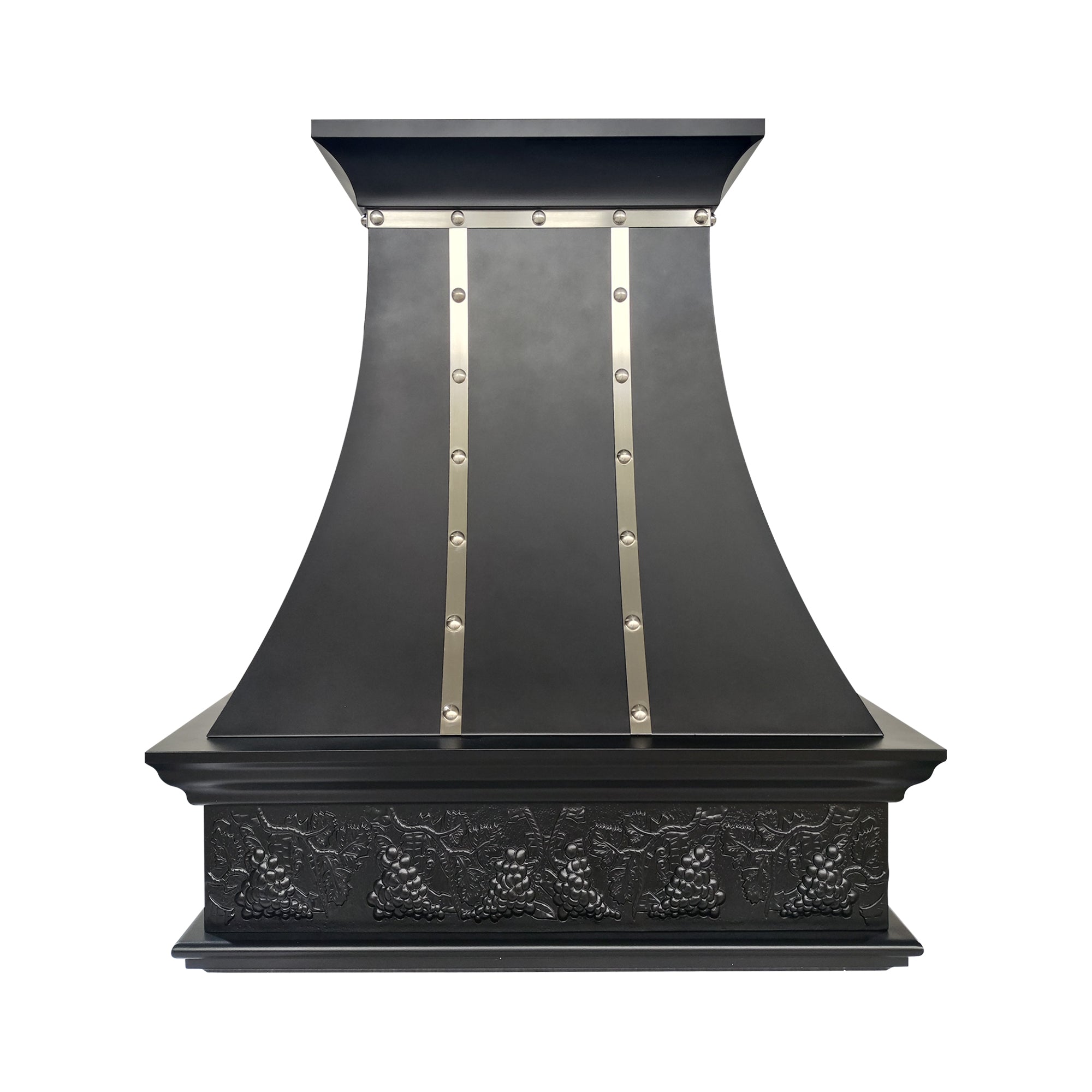 black stainless steel range hood with strong fingerprint resistance front view