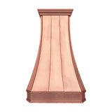 Custom classic curved copper range hood with handcrafted design for luxury kitchen