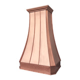 Prime handcrafted copper kitchen range hood featuring curved canopy and premium copper construction