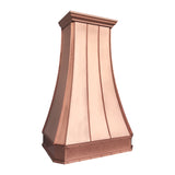 Prime handcrafted copper range hood featuring curved canopy and premium copper construction