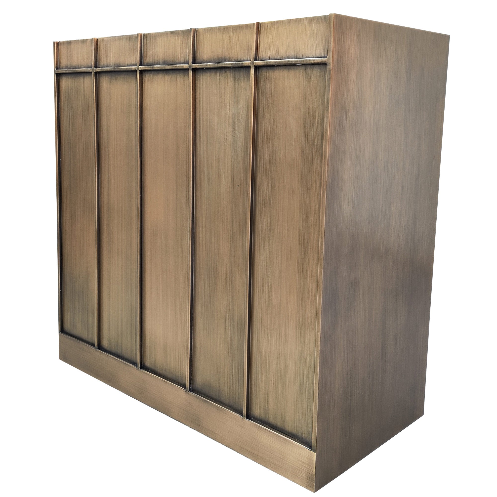  multi-install geometric brushed brass range hood for home kitchen
