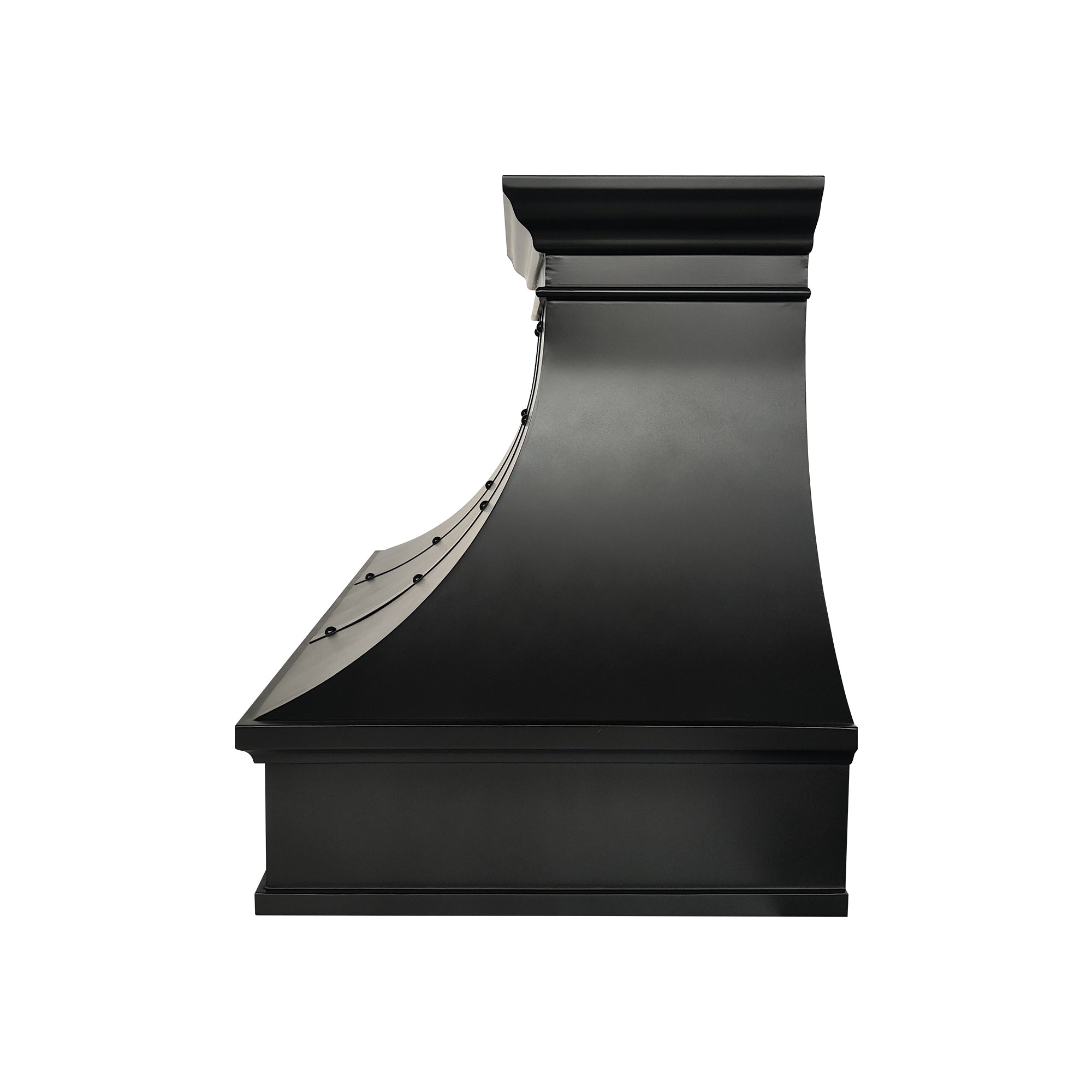 high quality dark copper vent hood with seamless technology side view