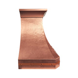 copper kitchen range hood with natural hammered finish
