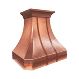 handcrafted copper range hood with heavy hammered finish for farmhouse kitchens
