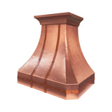 natural copper range hood with handmade hammered finish, a unique texture