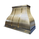 antique brushed brass range hood for farmhouse kitchens
