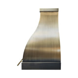 antique brushed brass stove range hood side view