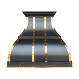 luxury modern kitchen vent hood with polished brass frame arched silhouette statement appliance front view
