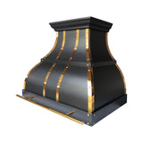 luxury modern kitchen vent hood with polished brass frame arched silhouette statement appliance