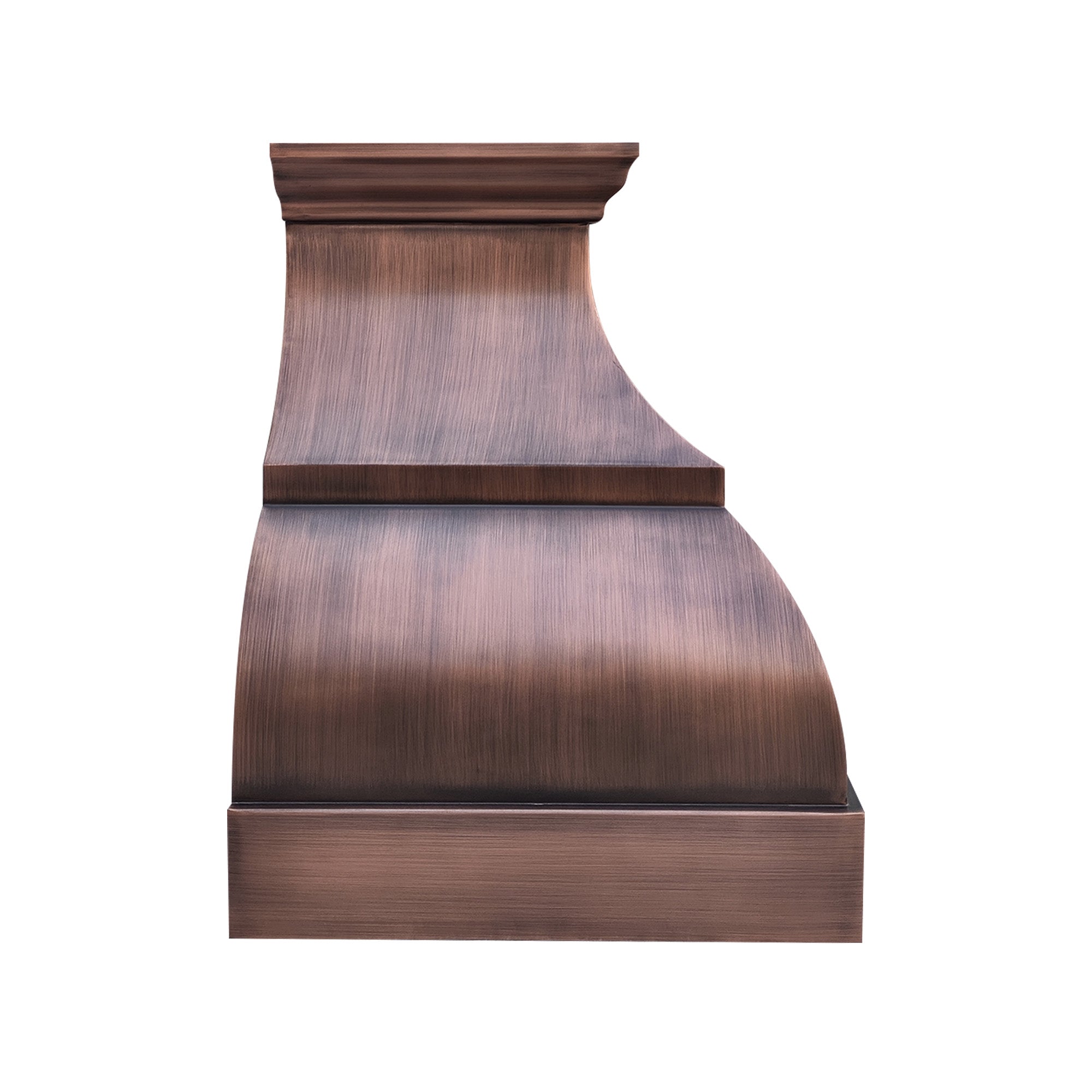 copper range hood side view