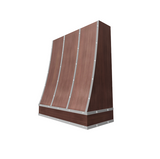 antique brushed copper range hood with stainless steel accents 
