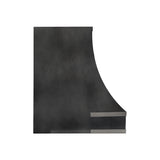 Modern custom zinc range hood featuring a geometric design and handcrafted metal construction for new kitchen designs 