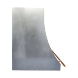 sleek slope shaped zinc wall chimney vent hood with brass side and bottom trim plus front hanging rail for modern kitchen design side view