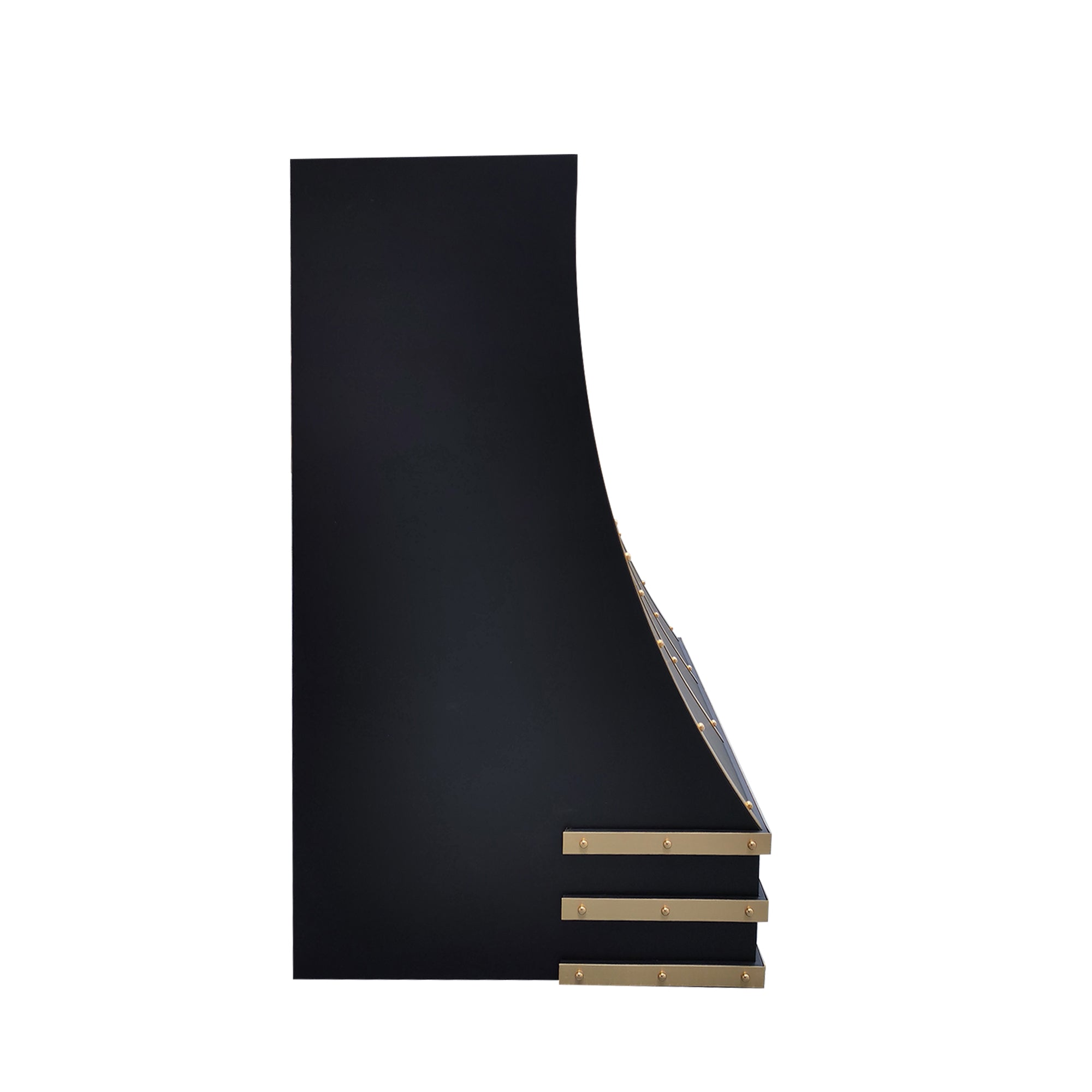stainless steel vent hood with black curved panels