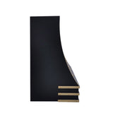 stainless steel vent hood with black curved panels