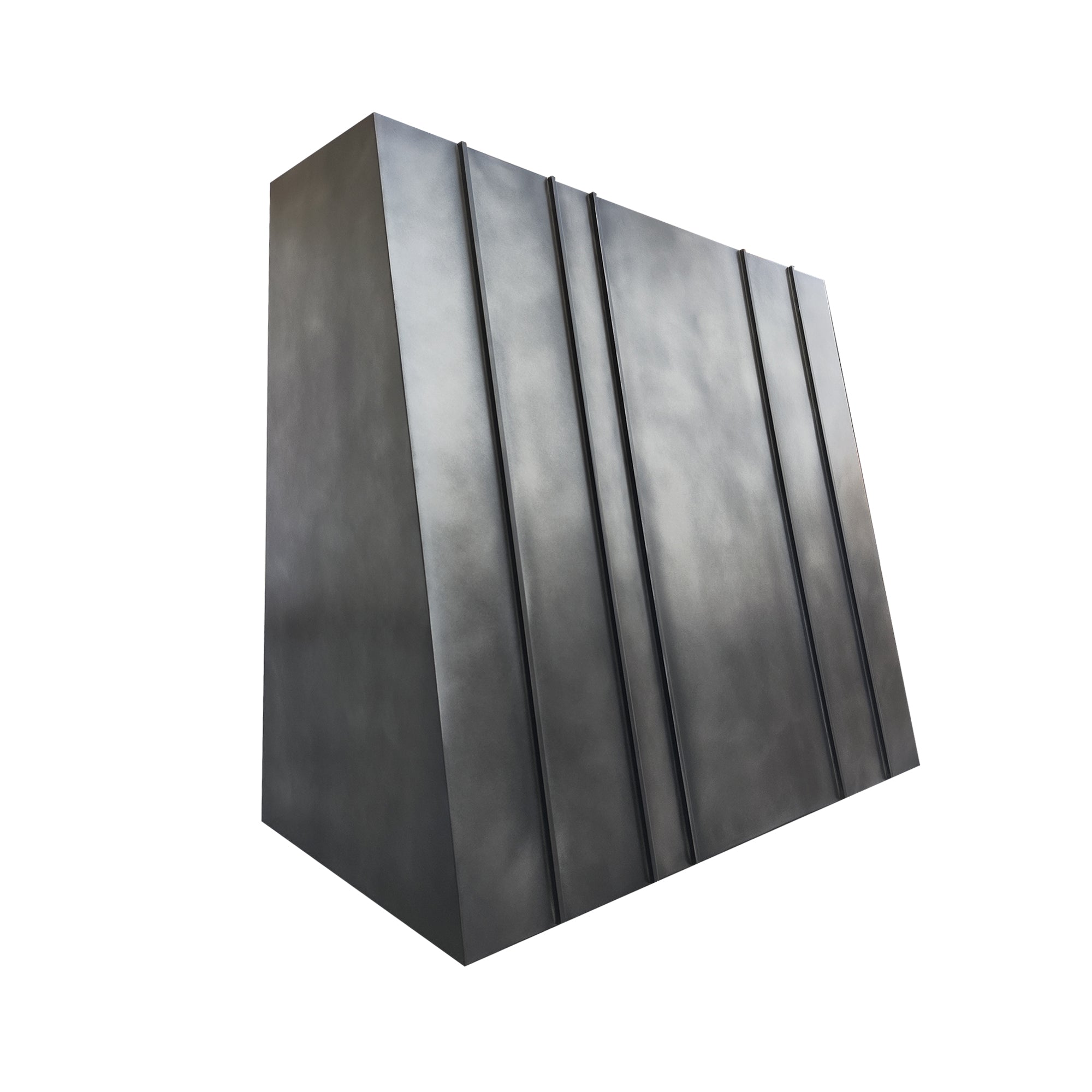 zinc range hood with geometric precision design 