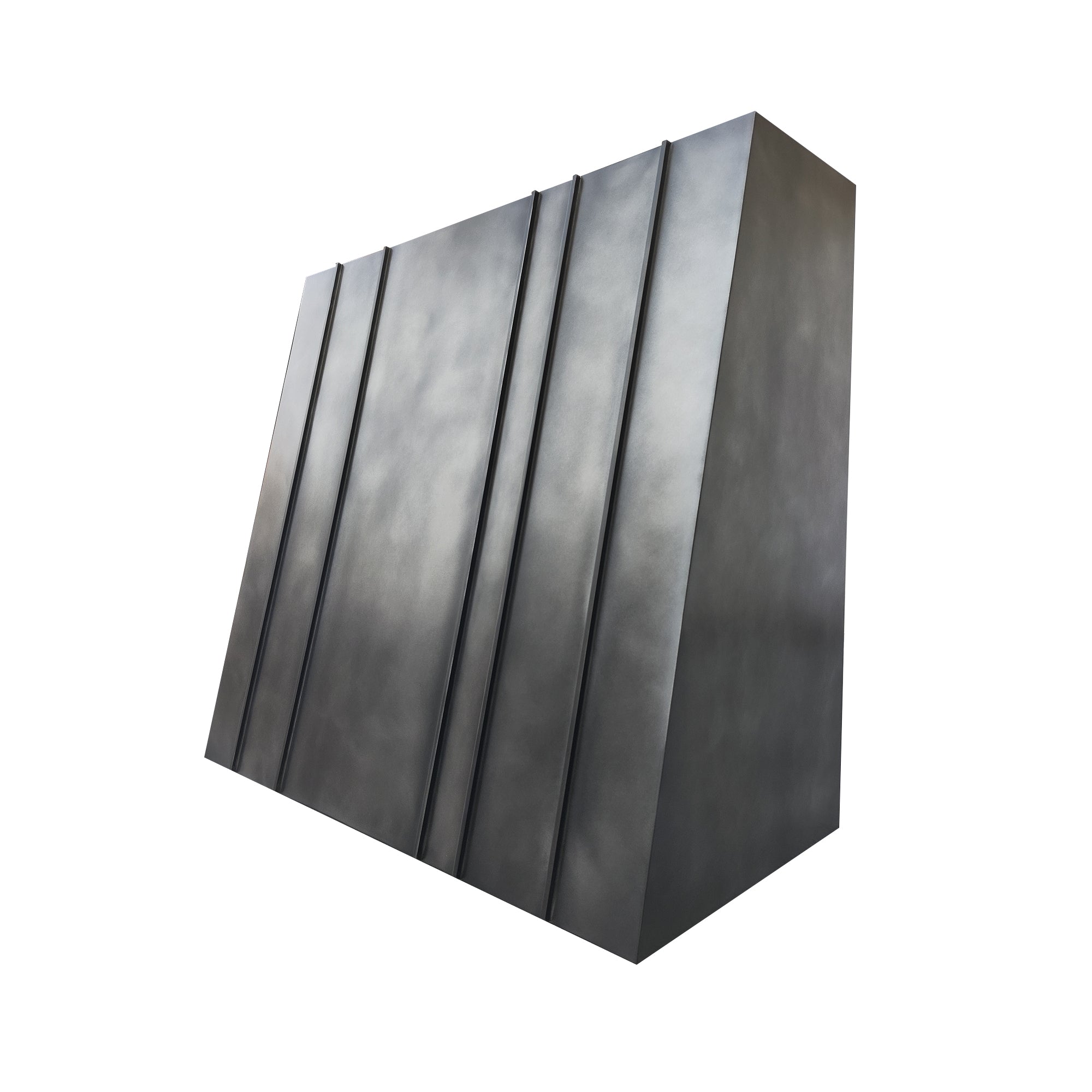 zinc range hood with geometric precision design with clear lines
