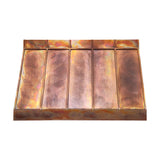 geometric copper kitchen hood with fire-patina