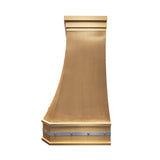 prime custom luxury brass kitchen range hood with stainless steel accents side view