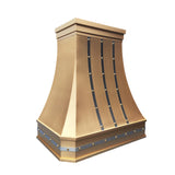 prime custom luxury brass kitchen range hood with stainless steel accents slope view
