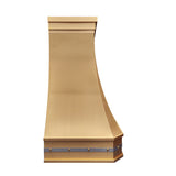 prime custom luxury brass kitchen range hood with stainless steel accents side view
