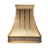 prime custom luxury brass kitchen range hood with stainless steel accents front view