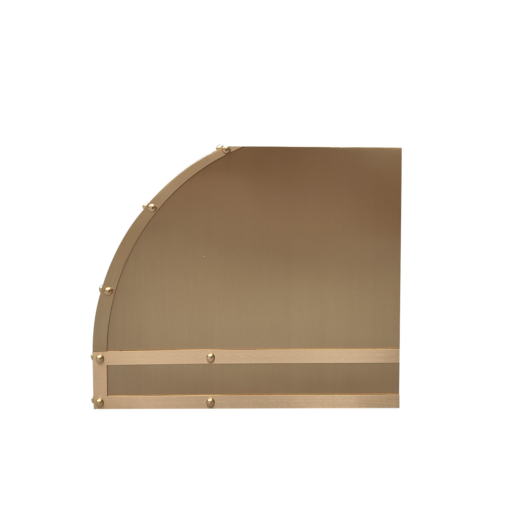 luxury industrial brass range hood side view