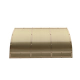 luxury industrial brass range hood front view