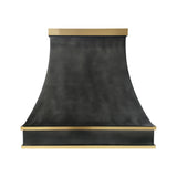  refine curved minimalist zinc range hood with dark finish front view