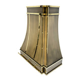 custom curved brass range hood with premium finish and handcrafted details for luxury kitchen slope view