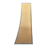 brass range hood featuring three vertical stainless steel decorative panels, designed specifically for luxury farmhouse-style kitchens side view