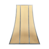 brass range hood featuring three vertical stainless steel decorative panels, designed specifically for luxury farmhouse-style kitchens front view