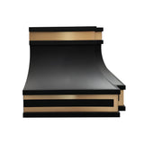 modern structured stainless steel vent hood with matte black finish side view