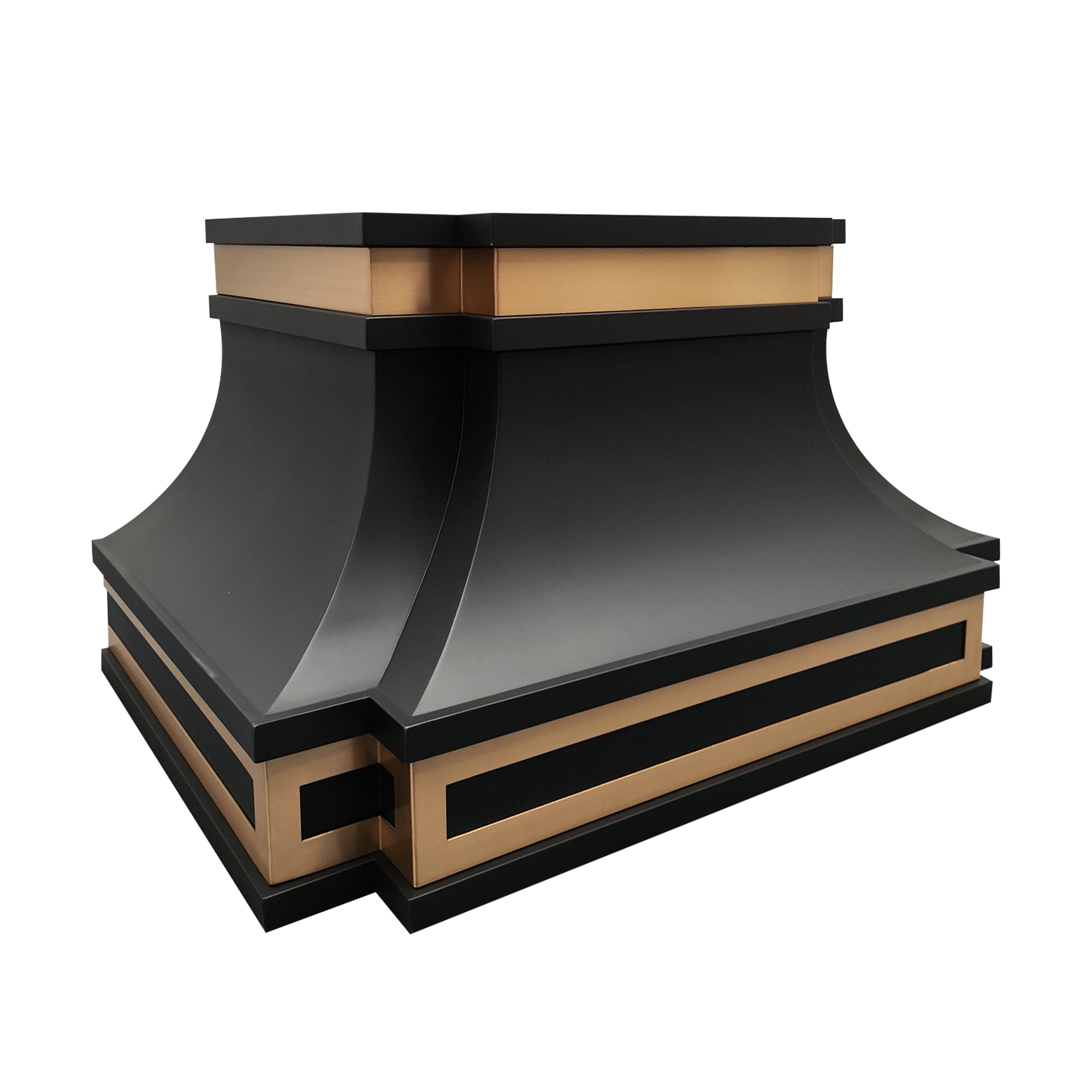 modern structured stainless steel vent hood with matte black finish