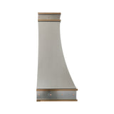 prime clean curved stainless steel range hood with brass accents-5