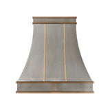 prime clean curved stainless steel range hood with brass accents-1