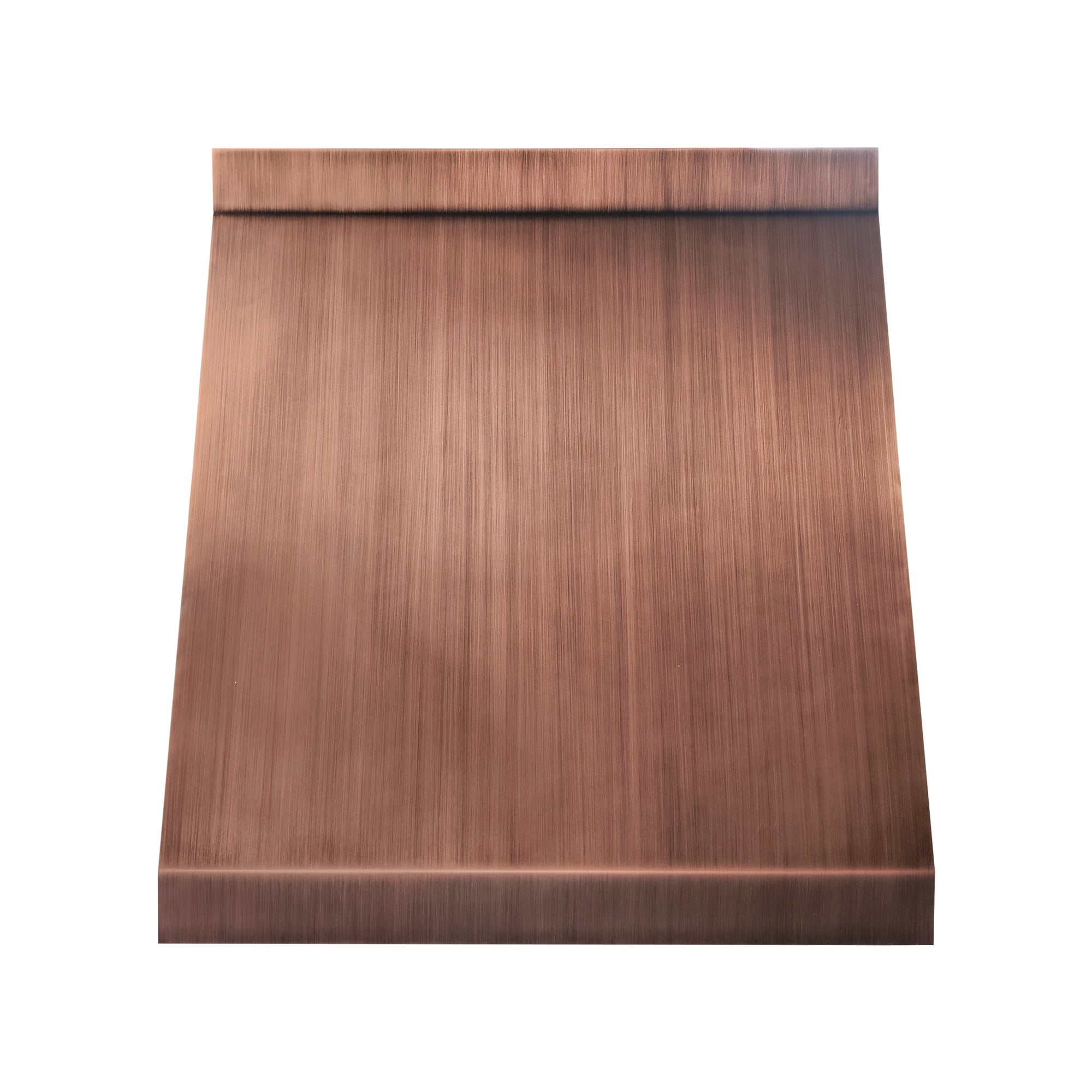 geometric sleek copper vent hood with brushed finish front view