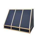 stainless steel kitchen hood with brass staps