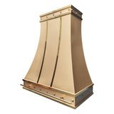 polished square rivets decorated brass vent hood with optional pot rail