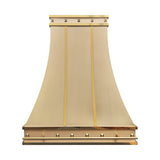 brass vent hood with square polished brass rivets front view